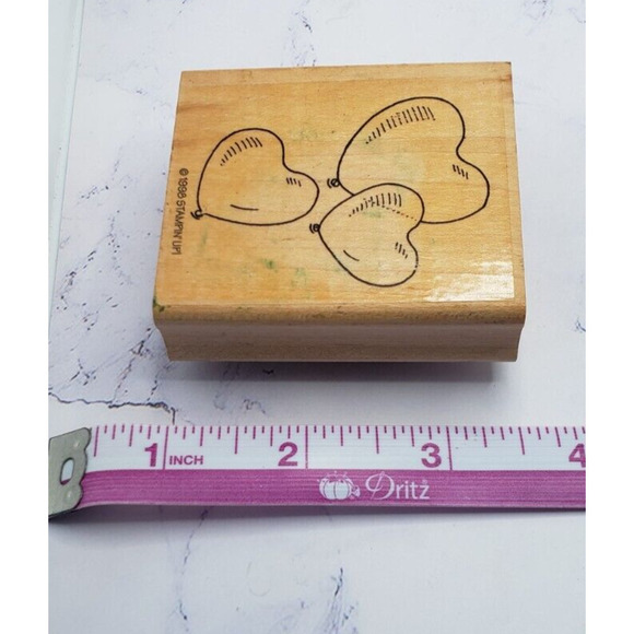 Stampin Up! Valentine Heart Shaped Balloons Wood Mounted Rubber Stamp 1998 - Picture 2 of 8